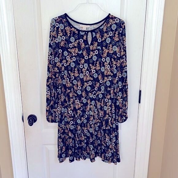 Emaline Floral Dress with Velvet Trim - Picture 1 of 7
